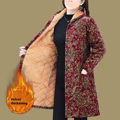 Mid-length Corduroy Cotton-padded Coat Middle-aged And Elderly