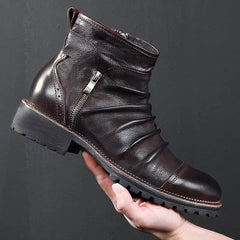 Cowboy boots leather boots high top boots