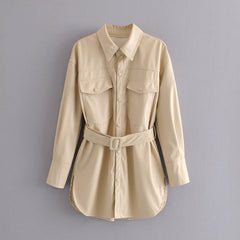 Faux leather jacket with belt