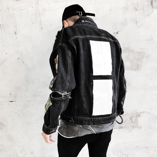 Ripped Denim Jacket Trendy Handsome Jacket