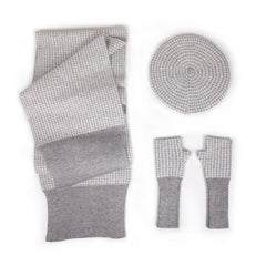 Female Plaid Painter Warm Hat Scarf Gloves Three-piece Suit