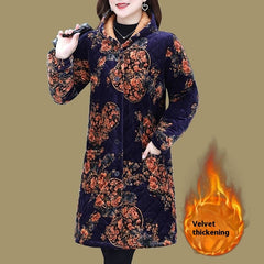 Mid-length Corduroy Cotton-padded Coat Middle-aged And Elderly