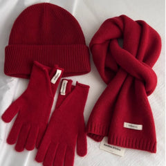 Pure Wool Scarf Gloves Hat