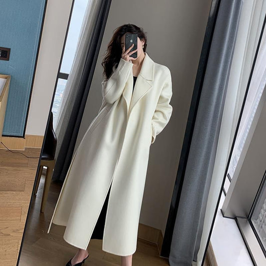 White Woolen Coat Women Autumn And Winter Temperament In The Long And Small