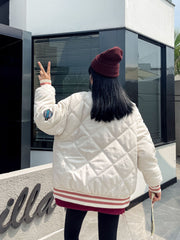 Embroidered Preppy Padded Padded Jacket