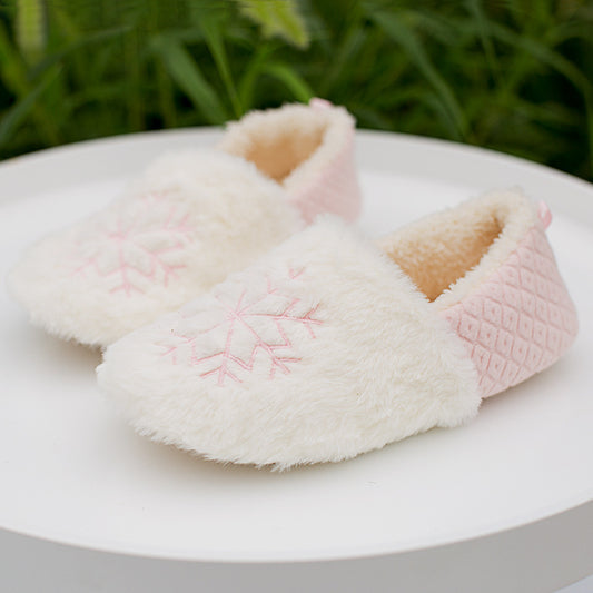Comfortable Cotton Velvet Warm Postpartum Confinement Shoes Full Heel Wrap Slippers