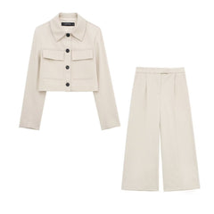 Women's Short Jacket High Waist Straight Casual Suit