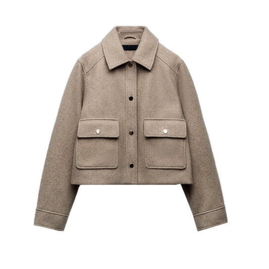 Fall Women's Clothing Design Lapel Long Sleeve Versatile Casual Soft Jacket
