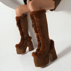 Fur Boots Platform Platform Heel Women's Boots
