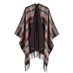Classic Colorful Plaid Shawl Cape Faux Cashmere Tassel Thickening