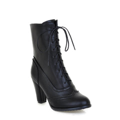 Plus Size Women's Boots High Heel Short Boots Lace Up Women's Boots