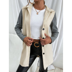 Casual Single-breasted Color Block Trench Coat