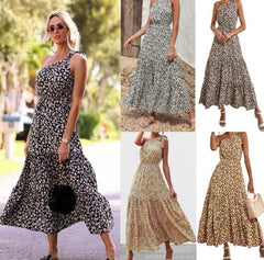 Bohemian Floral Dress Beach Vacation Big Swing Long Dress