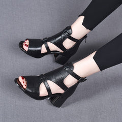 Women's Sandals Peep Toe Hollow-out One-word Wedge