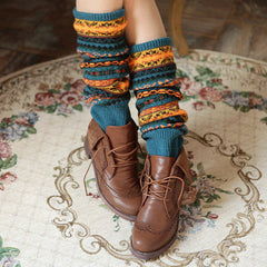 Warm thick cotton socks color knee pads boots socks – view 5