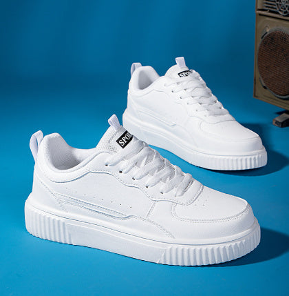 Autumn New Breathable White Shoes For Students  Trendy All-Match Platform Sports Casual