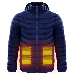 Men Heated Puffer Jacket Electric Heating Coat Insulated Hood Windbreaker