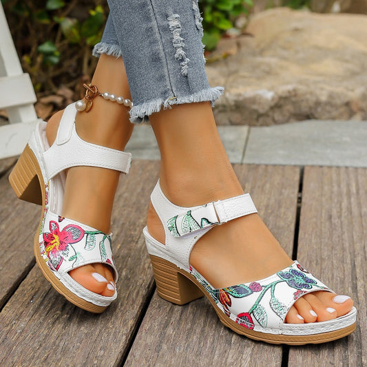 High Heel Sandals Velcro Buckle Casual Sandals For Women