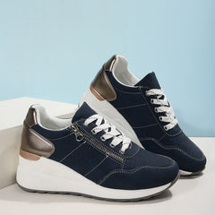 Lace-up Sneakers Women Cozy Tinck-soled Sports Shoes