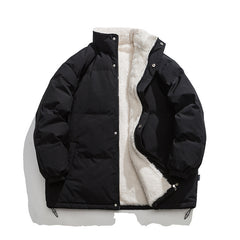 Casual Stand Collar Cotton-padded Puffer Jacket Thickened Warm Coat