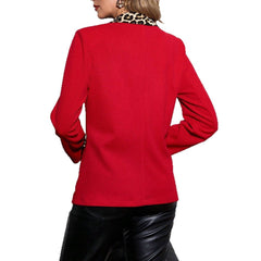 Stitching Leopard Print Lapel Elegant Workplace Elegant Slim Fit Small Business Suit