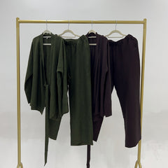 Lace-up Top And Wide-leg Pants Two-piece Suit