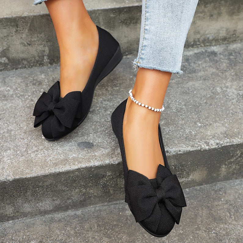 Bowknot Flats Shoes Fashion Casual Round Toe Slip-on Shoes Loafers For Women