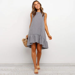 Plaid loose A-line dress with Ruffle Skirt