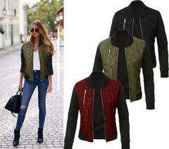 Autumn and winter new solid color fashion zipped cotton jacket women jacket
