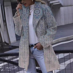Autumn And Winter Women's 3D Printed Ethnic Style Long Sleeve Top