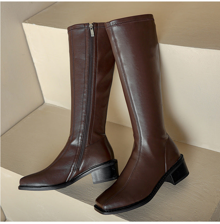 Women New Boots But Knee Side Zipper – view 3