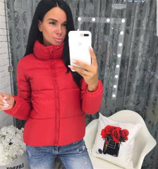 Winter solid color warm cotton puffer coat