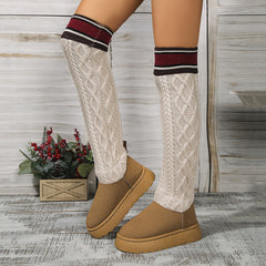 Winter Over-the-knee Boots With Long Knitted Sock Design