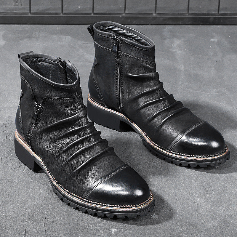 Cowboy boots leather boots high top boots