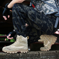 Mountaineering Work Shoes High-Top Lace-Up Mid-Tube