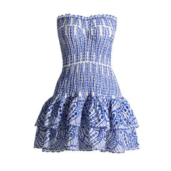 Women's Fashion Tube Top Sleeveless Slim Fit Ruffled Hem Slim Dress