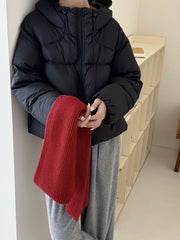 White Duck Down Puff Fluffy Hooded Down Puffer Jacket
