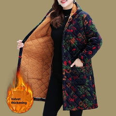 Mid-length Corduroy Cotton-padded Coat Middle-aged And Elderly