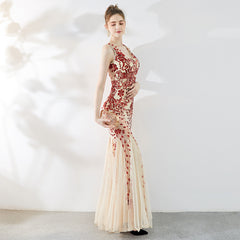 Women's New Banquet Temperament Elegant Evening Dress Fishtail Sequins