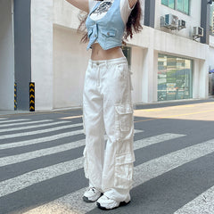 Leg-high Waist Straight Tubular Casual Frock Trousers