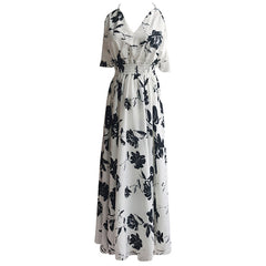 Ladies Beach Dress Seaside Backless Sling Long