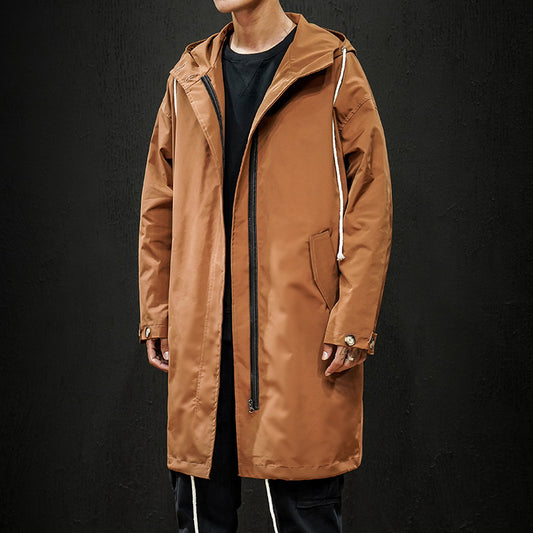 Men's Trench Coat Large Size Pure Color Slim Korean Jacket