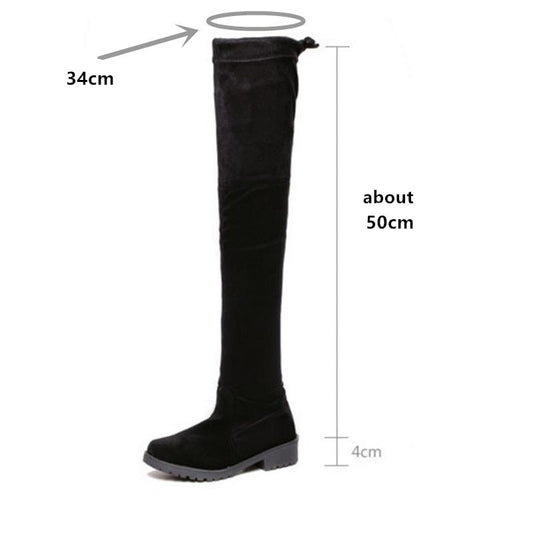 autumn and winter small pepper thick with over the knee boots ladies black flat low heel stovepipe long boots