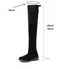 autumn and winter small pepper thick with over the knee boots ladies black flat low heel stovepipe long boots
