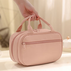 Portable Cosmetic Bag With Handle Large Capacity Waterproof Make-up Toiletries Handbag