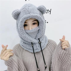 Three-Piece Warm Bear Scarf And Gloves
