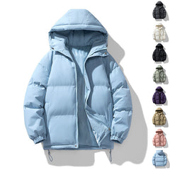 Men's Hoodie Coat Winter Fashion Solid ZIp-up Thickened Cotton-padded Puffer Jacket Casual Warm Outwear Top Clothing