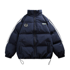 Thick Warm Striped Bread Coat Cotton Puffer Jacket