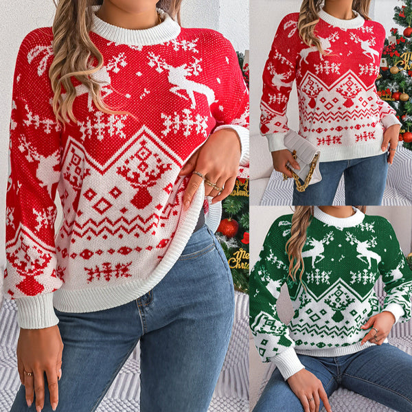 Women's Reindeer Knit Christmas Hoodie Sweater