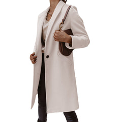 European And American Woolen Lapel Single Button Urban Trench Coat